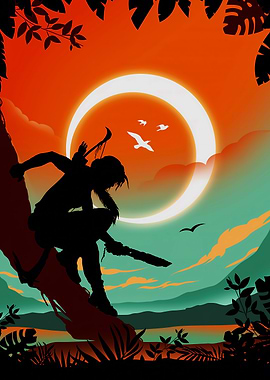 Lara Croft Silhouette Jungle Adventure