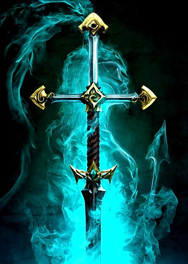 Mystical Sword with Teal Aura