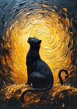 Black Cat Oil Painting