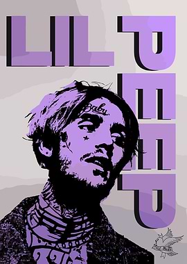 Lil Peep Portrait with Purple Text