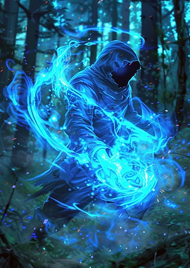 Hooded Figure with Blue Energy