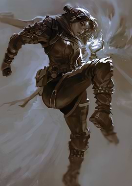 Female Warrior with Magic Energy