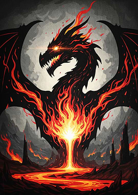 Fiery Dragon Volcanic Landscape