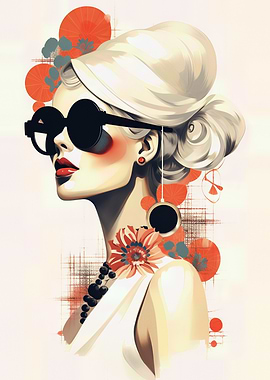 Elegant Woman with Sunglasses Illustration