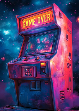 Retro Arcade Machine in Space