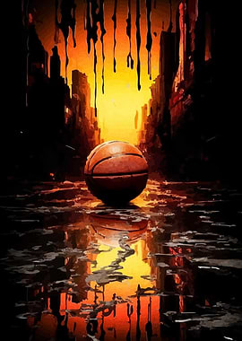 Basketball Dystopian Cityscape