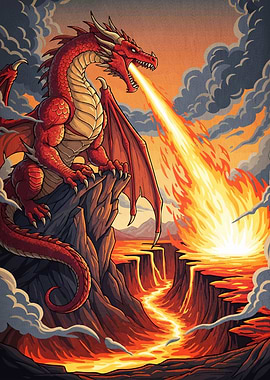 Red Dragon Breathing Fire