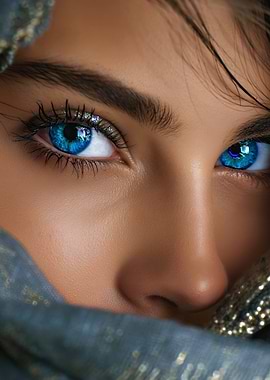 Intense Blue Eyes Close-Up Portrait