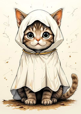 Cute Kitten in a Hooded Cloak
