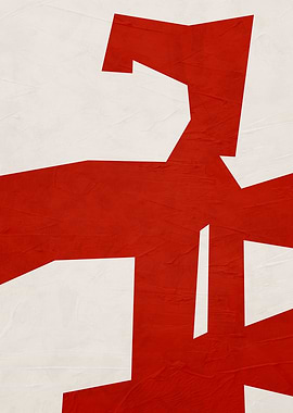 Abstract Red and White Geometric Art