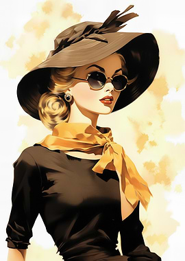 Elegant Woman in Hat and Sunglasses