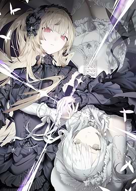 Anime Girls in Black and White Dresses