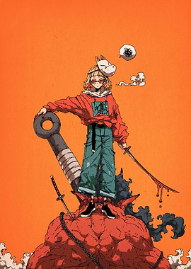 Anime Girl with Sword and Mask