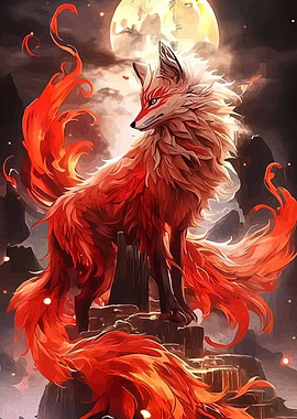 Fiery Fox Under Moonlight