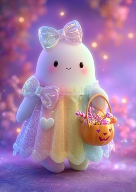 Cute Ghost with Candy Bucket