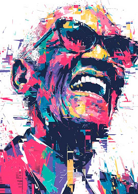 Ray Charles Colorful Portrait