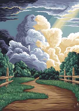 Dramatic Sky and Winding Path: A Journey Through Nature’s Beauty