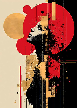 Abstract Woman Portrait with Geometric Shapes