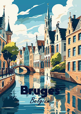 Bruges, Belgium Travel Poster