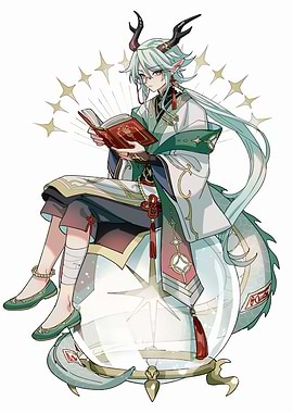 Anime Dragon Boy Reading a Book