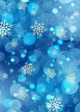 Winter Snowflakes on Blue Background