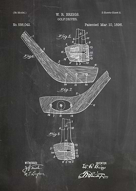 Golf Driver Patent Drawing - W.R. Briggs