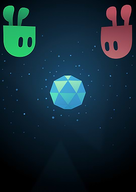 Abstract Space Scene with Geometric Shapes