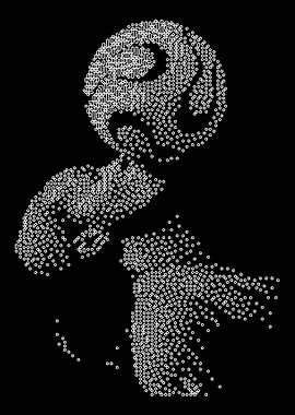 Abstract footballer Figure in White Dots on Black