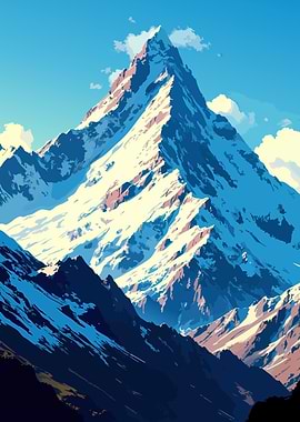 Snowy Mountain Peak Landscape