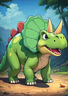 Cartoon Triceratops Forest