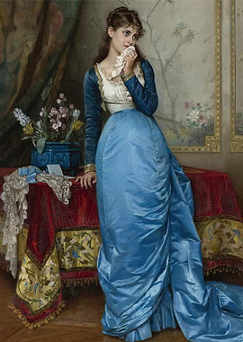 The Letter by Auguste Toulmouche Vintage Painting