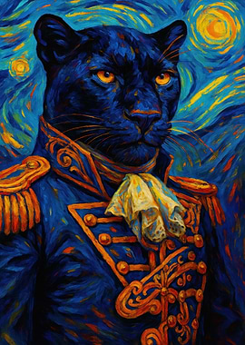 Panther in Military Uniform Art
