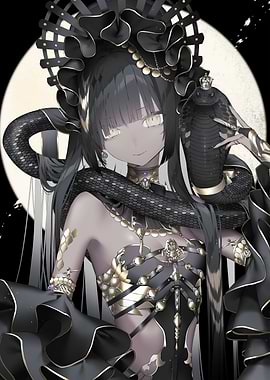 Anime girl with snake and crown