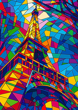 Eiffel Tower Stained Glass Art