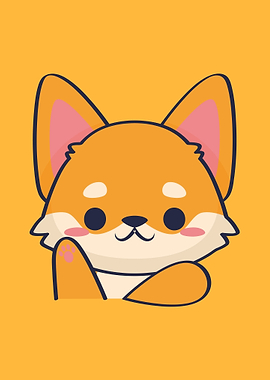 Cute Cartoon Fox Waving