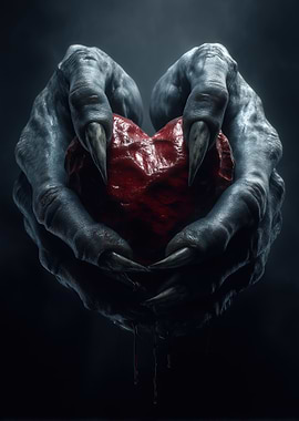 Monster Hands Holding Bleeding Heart
