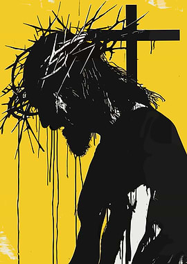 Jesus Christ Silhouette with Crown of Thorns