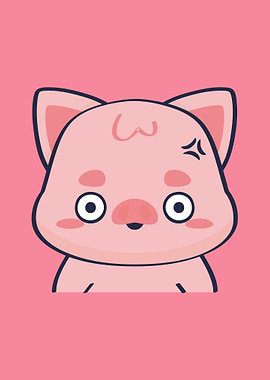 Cute babe Angry Pink Cartoon Animal
