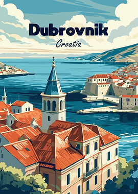 Dubrovnik Croatia Travel Poster