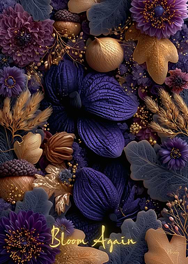 Bloom Again – Dark Botanical Elegance in Gold and Violet