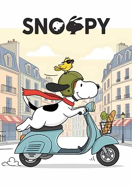 Snoopy on Scooter in Paris