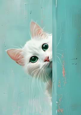 White Cat Peeking