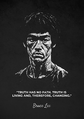 Bruce Lee Portrait with The Truth Quotes Art