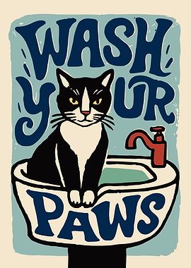 Wash Your Paws Cat Art
