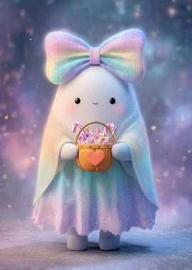 Cute Ghost with Candy Basket