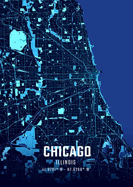 Chicago Midnight City Map