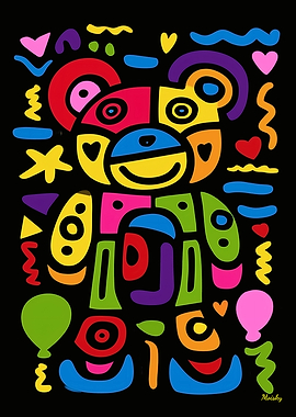 Neon Pop Art Teddy Bear – Bold Colorful Symbol of Joy