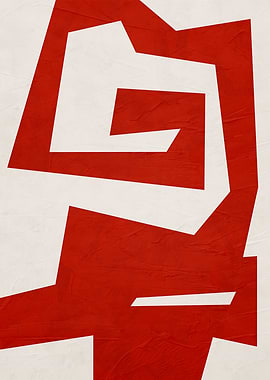 Abstract Red and White Geometric Art