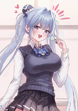 Anime Girl with Lollipop Illustration