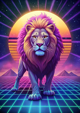 Synthwave Lion